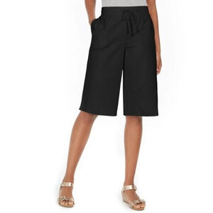 Karen Scott MP Skimmer Black Drawstring Knit Stretchy Knee-Length Shorts NWT